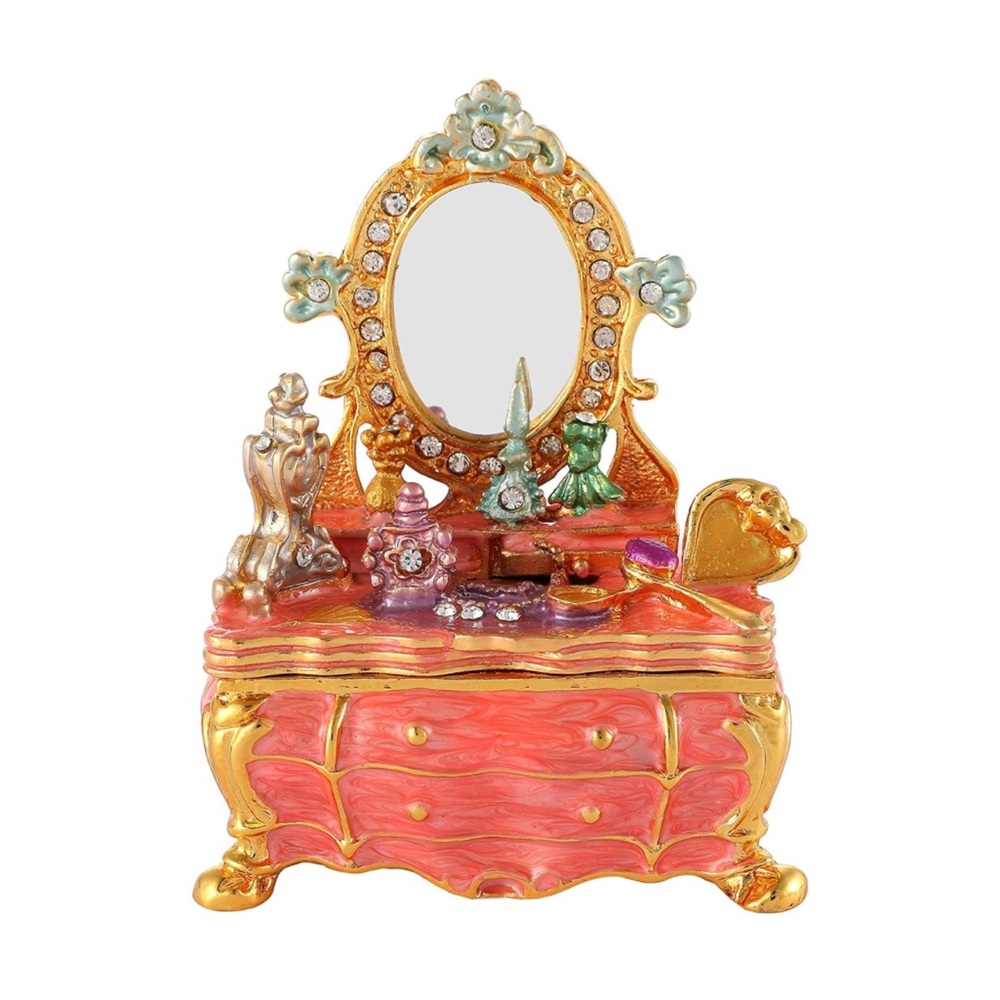 Elegant Gold and Pink Jewelry Box